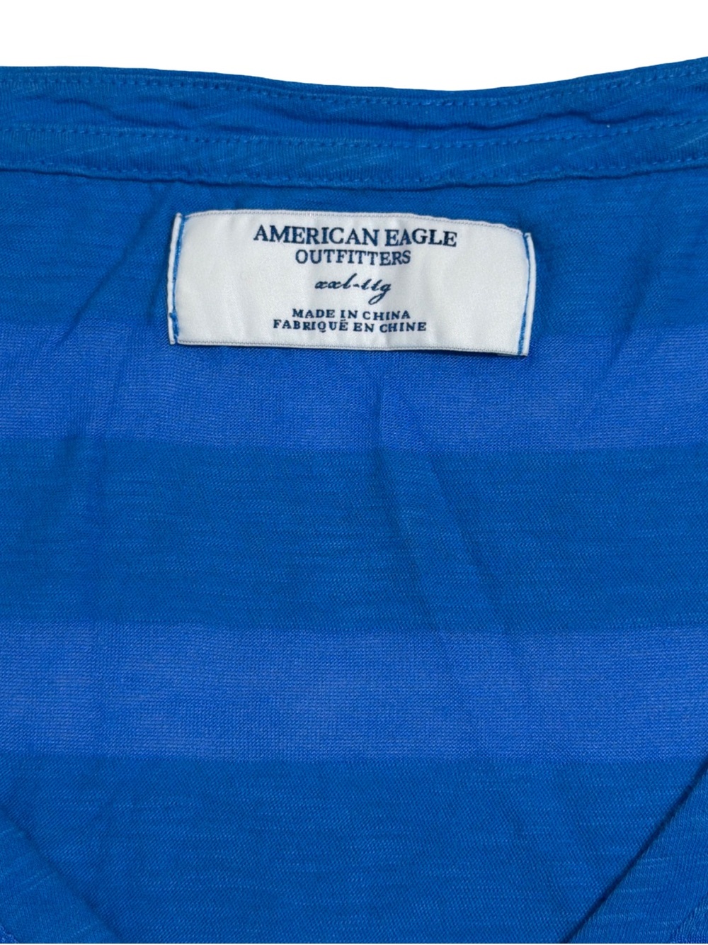 American Eagle • Slub Striped V Neck Henley Top Blue XXL ASO Bella Swan - Picture 3 of 12